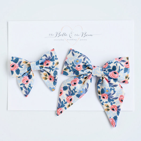 Sailor Bow Clip Or Headband / Rosa In Periwinkle