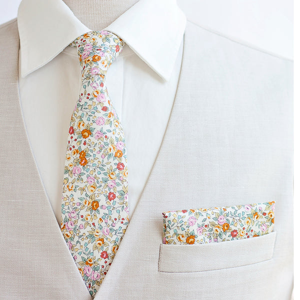 Men's Necktie / Blossoms In Yellow