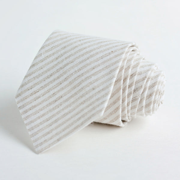 Men's Pocket Square / Natural Linen Stripe