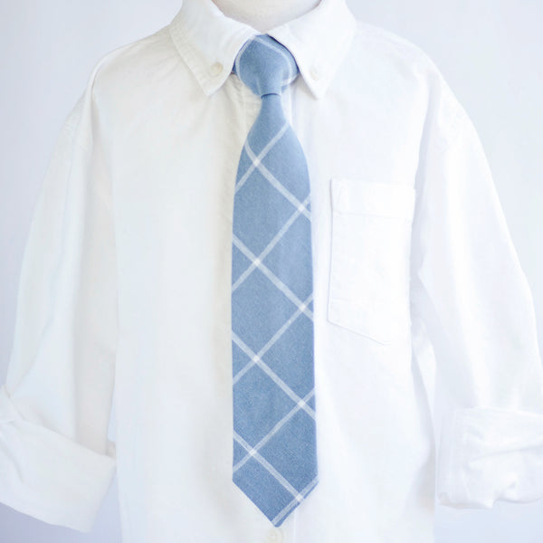 Boy's Necktie / Chambray Linen Window Pane