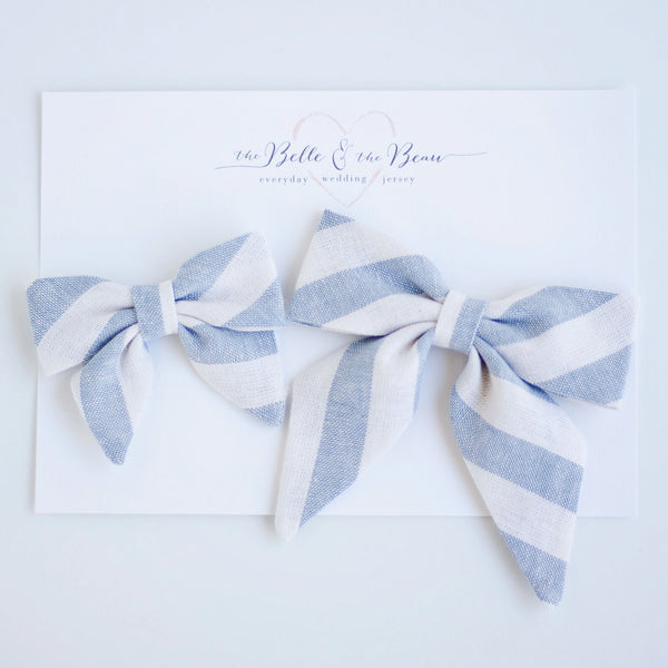 Boy's Necktie / Wide Chambray Linen Stripe