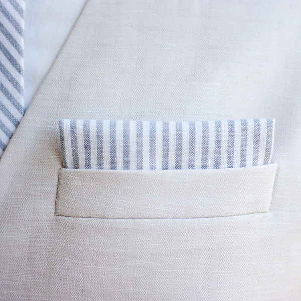 Boy's Bow Tie / Gray Linen Stripe