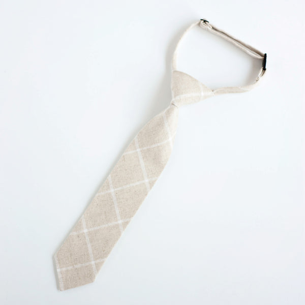 Boy's Necktie / Natural Linen Window Pane