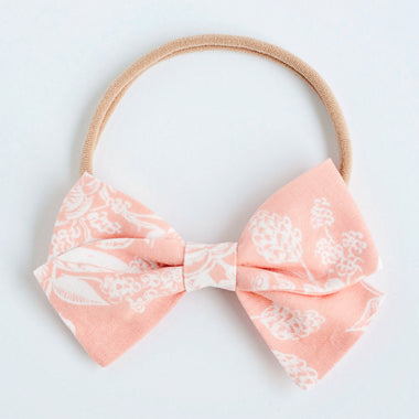 Classic Hair Bow Clip Or Headband / Peach Toile