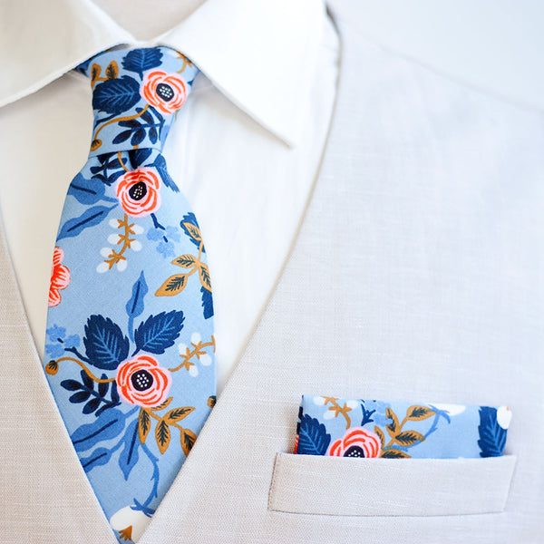 Men's Pre-Tied Bow Tie / Birch Floral In Periwinkle