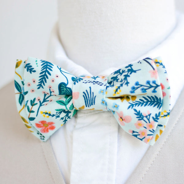 Sailor Bow Clip Or Headband / Mint Metallic Floral