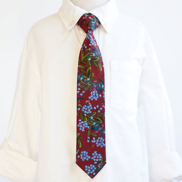 Boy's Bow Tie / Cornflower In Burgundy